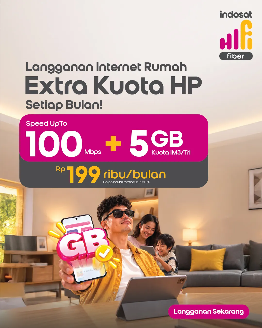 Langgan internet rumah dapat extra kuota hp kuota setiap bulannya
